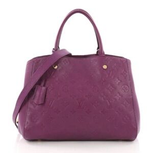Louis Vuitton Montaigne Shoulder Bag MM Impreinte Monogram Leather Purple Color